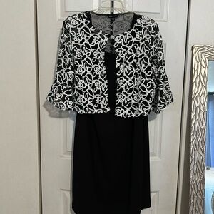 Black shift dress with beautiful bolero cover. Bell sleeves. 2 pieces